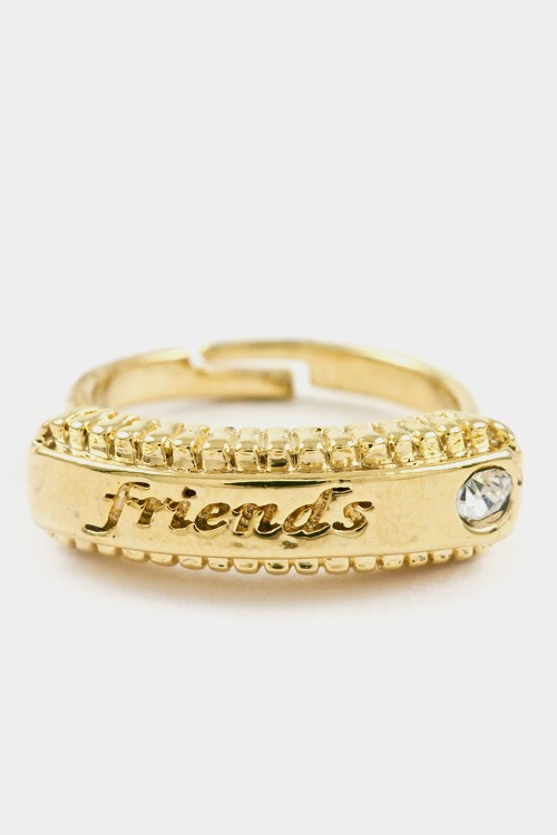 Friends bar with textured crystal accent adjustable ring
