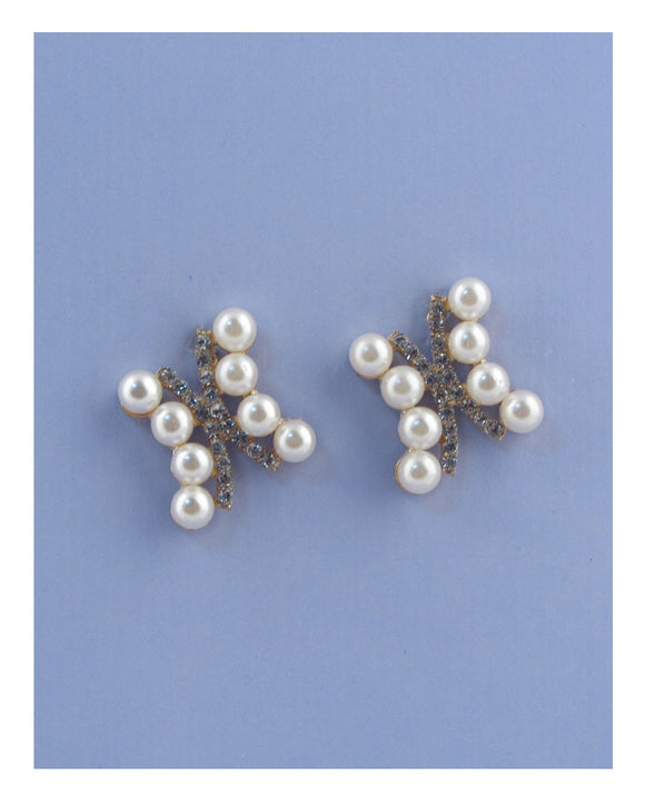 Pearlescent and rhinestone earrings