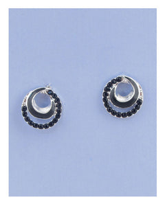 Overlap circle earrings w/rhinestone