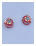 Overlap circle earrings w/rhinestone