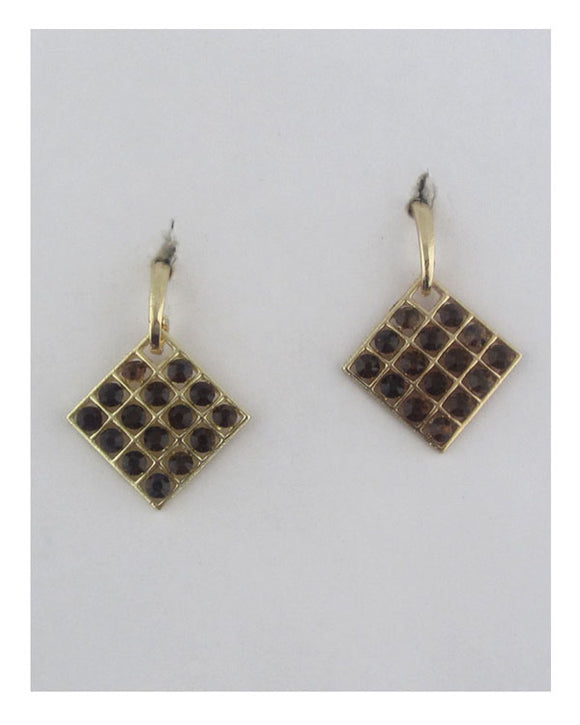 Square earrings w/decorative rhinestones