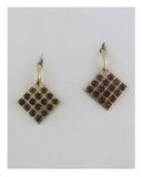 Square earrings w/decorative rhinestones