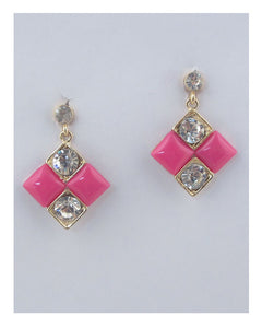 Square earrings w/rhinestone detail