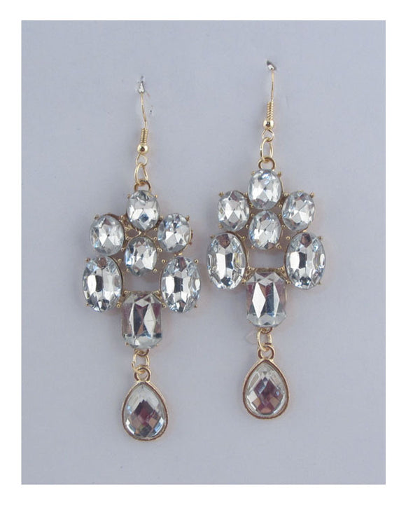 Faux rhinestone chandelier earrings