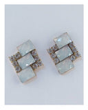 Tri square faux stone earrings