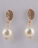 Leaf Stud Faux Pearl Dangle Earrings