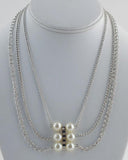 Layered Faux Pearl Chain Necklace