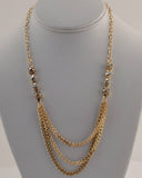 Layered Chain Necklace w/ Rhinestone Detail