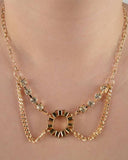 Rhinestone Layered Chain Necklace
