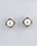 Faux Pearls Diamond Pattern Earrings