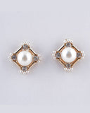 Faux Pearls Diamond Pattern Earrings