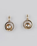 Semi Crystal Studded Circle Drop Earring with Crystal Accent