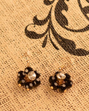 Floral Drop Earrings with Rhinestones