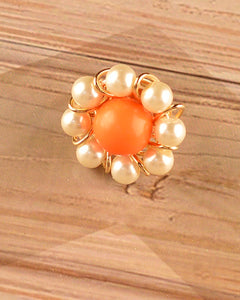 Floral Ring with Pearl Details