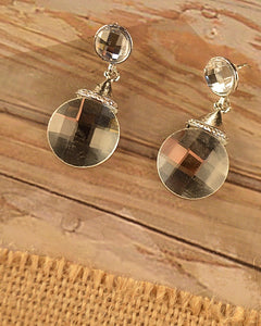 Round Crystal Drop Earrings