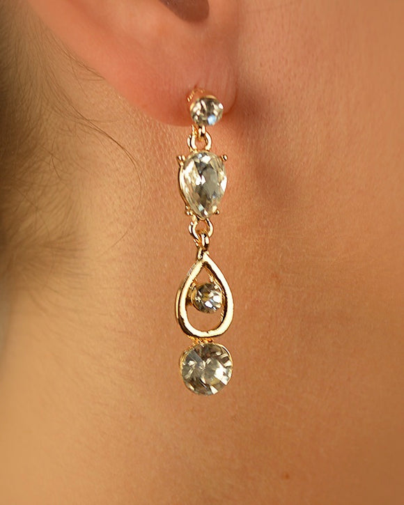 Rhinestones Accented Teardrop Dangler Earring