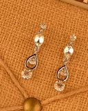 Rhinestones Accented Teardrop Dangler Earring