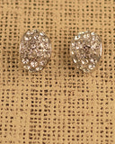 Oval Shaped Stone Studded Earrings