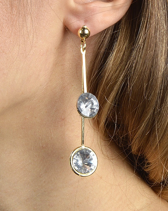 Rhinestone Studded Drop Earrings with High and Low Strands-id.30527