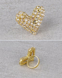 Heart Shaped Rhinestone Studded Ring