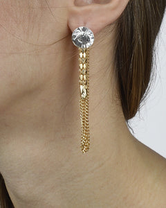 Rhinestone-encrusted studs and chained threaders