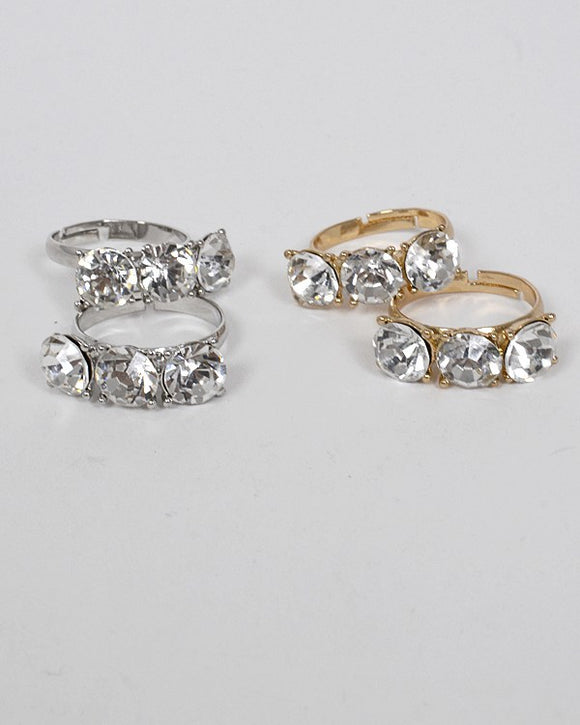 Set of Two Small Crystal Studded Ring