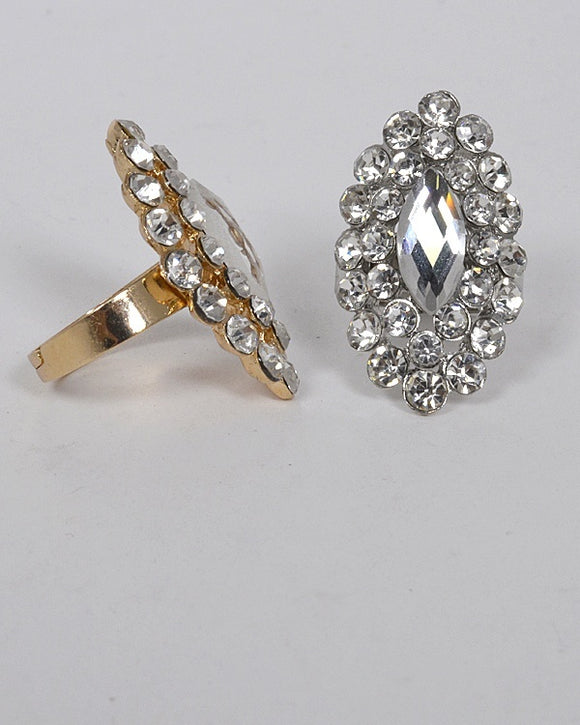Small and Large Crystal Studded Adjustable Ring