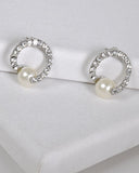 Faux Pearl Crystal Spiral Studs