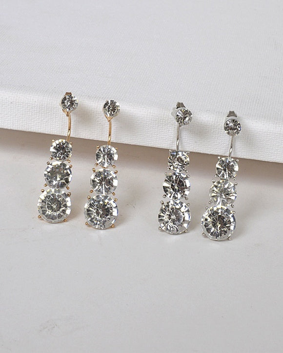 Multifaceted Crystal Three Tier Drop Earrings