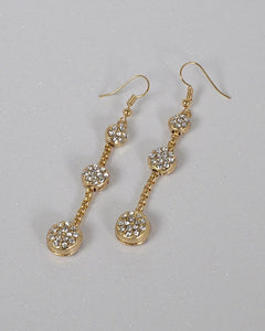 Three Tier Crystal Accent Drop Earrings