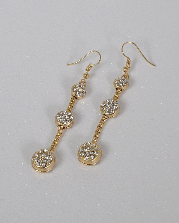 Three Tier Crystal Accent Drop Earrings
