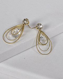 Multi Layer Tear Drop Crystal Studded Danglers id.31438