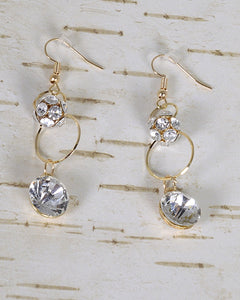 Stone and Crystal Studded Fishhook Drop Earrings id.31483