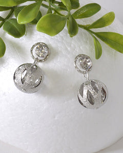 Metallic Cage and Crystal Embellished Drop Earrings id.31595