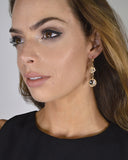 Floral Pattern and Crystal Studded Drop Earrings id.31602