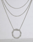 Metallic Pendant Layered Curb Chain Necklace