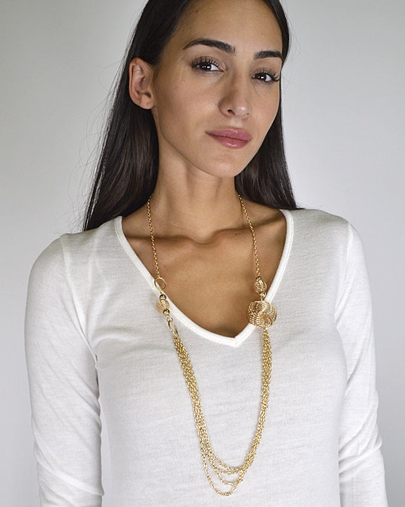 Twisted Metallic Trims Curb Chain Necklace