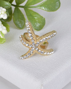 Rhinestone Studded Star Fish Shaped Ring