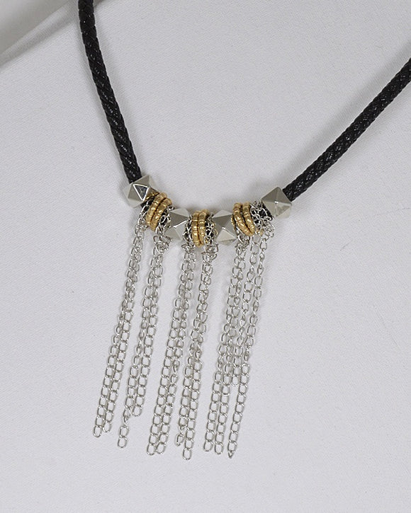 Metal Detailing Fringe Design Braided Necklace