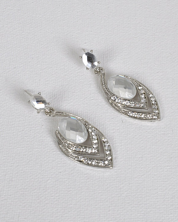 Onyx Stone and Rhinestone Embellished Drop Earrings