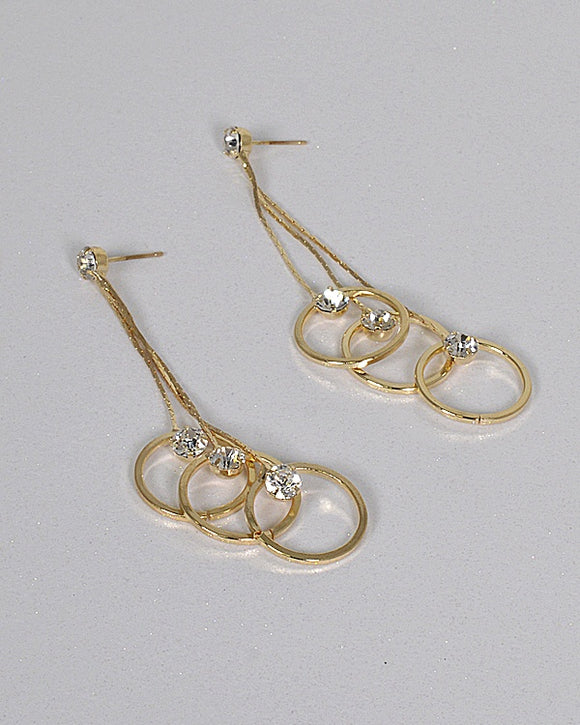 Multi Circle Crystal Embellished Drop Earrings