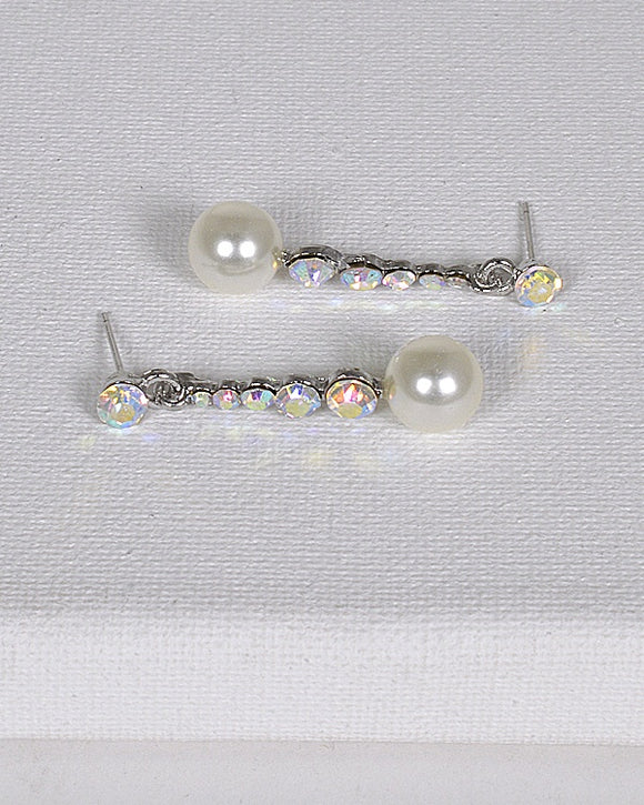 Pearl and Stone Studded Drop Earrings