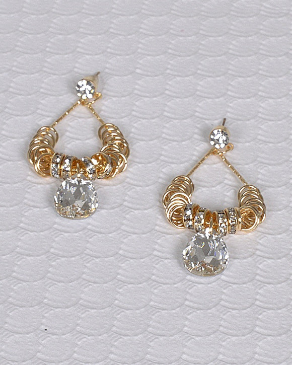 Round Rings Accented Rhinestone Dangler Earring