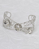 Floral Design Crystal Studded Open End Bracelet