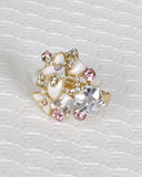 Pearl Stone and Crystal Embellished Adjustable Ring