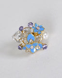 Pearl Stone and Crystal Embellished Adjustable Ring