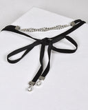 Layered Rhinestone Detailing and Tie Up Pattern Choker Necklace