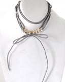 Marquise Shape Crystal Detailing Tie Up Choker Necklace