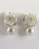 Floral pattern Pearl Embellished Drop Earrings