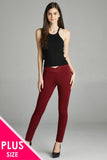 Ladies fashion plus nr span ponte seagull shaped waistband long pants